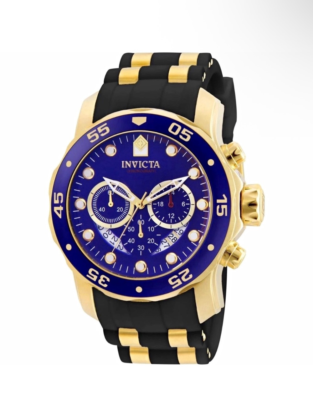 Invicta Gold and Black Chronograph with Blue Dial
